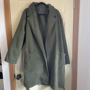 Boohoo plus size green dress coat